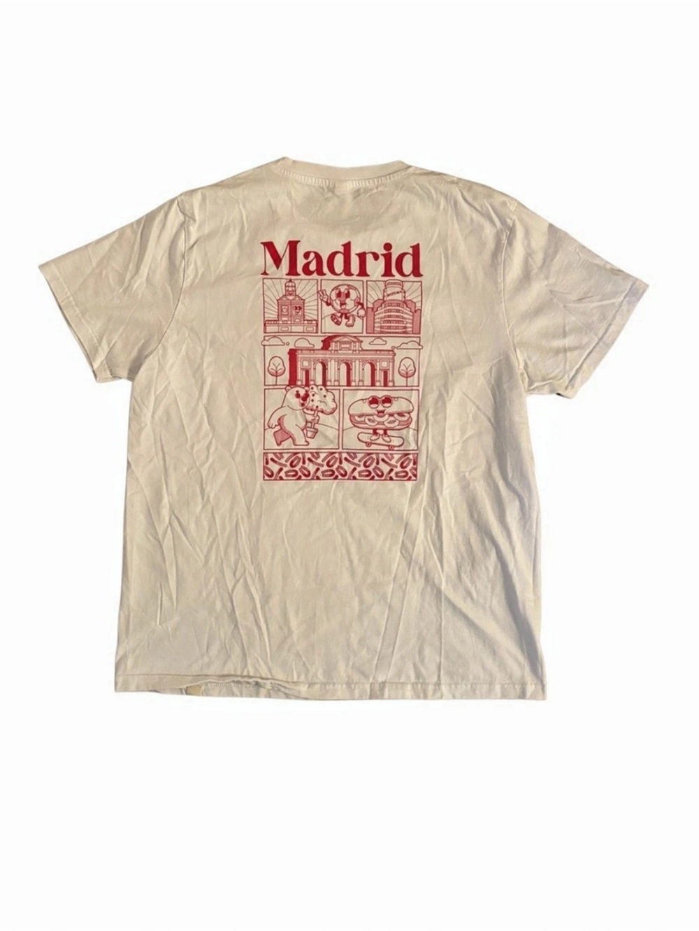 Wituka Madrid Icons Graphic T-Shirt Icons Graphic Short Sleeve Tee in Cream &